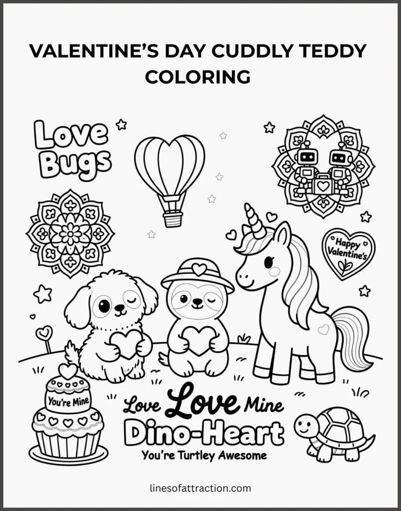 Valentine’s Day cuddly teddy Coloring
