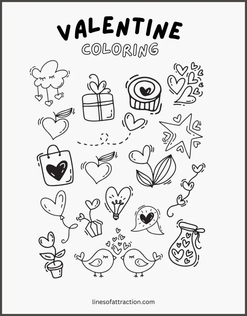 Valentine’s Day Mix Coloring Page