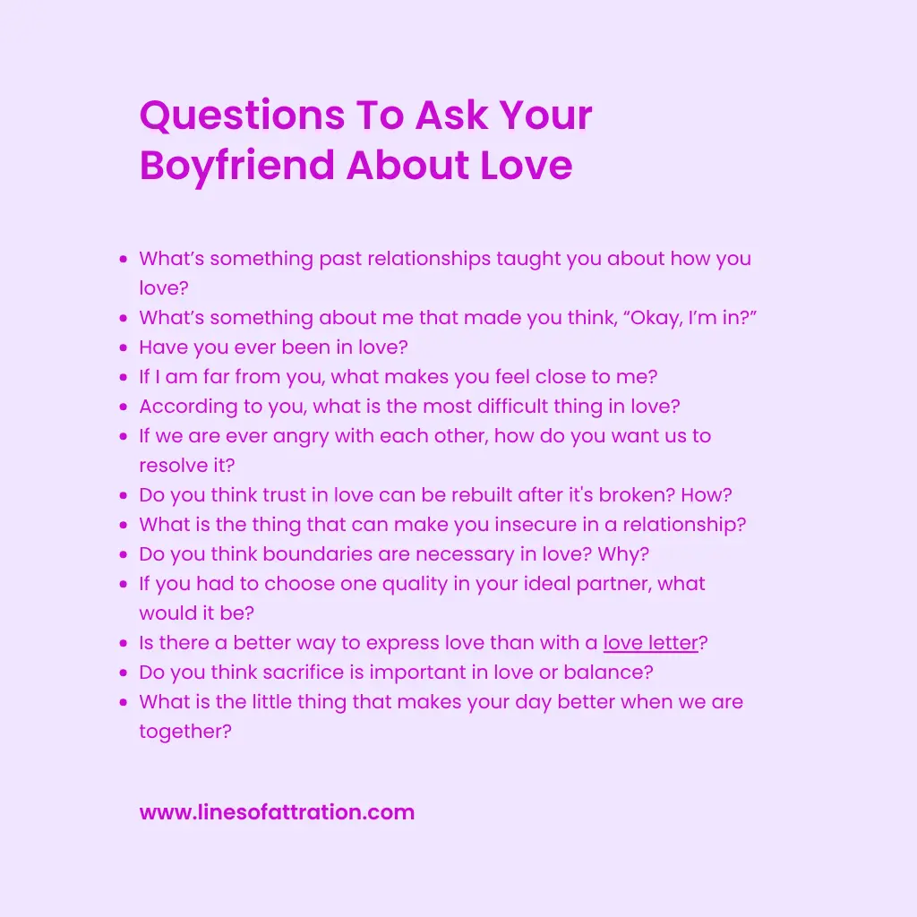 Questions To Ask Your Boyfriend About Love